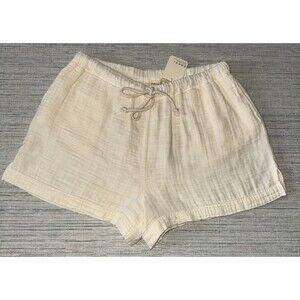 Donni Bubble Gauze Cotton Shorts Ivory Large. NWT